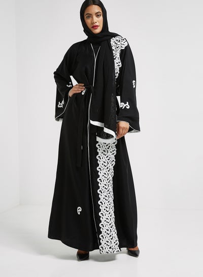 Buy Embroidered Full Sleeves Abaya Black in UAE