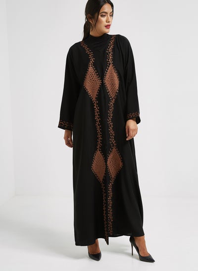 Buy Embroidered Full Sleeves Abaya Black in UAE