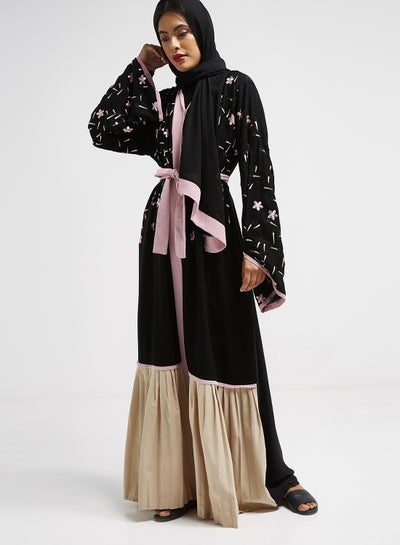 Buy Lace Detailed Abaya Black in UAE