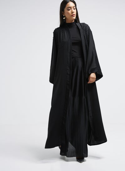 Buy Embroidered Detail Abaya Black in UAE