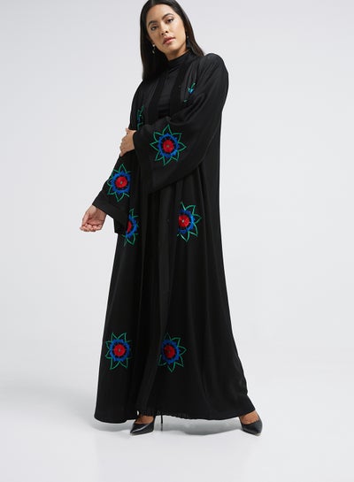 Buy Embroidered Long Sleeve Abaya Black in UAE