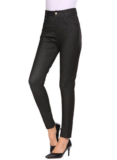 Buy Casual High Waist Denim Jeans Black in UAE