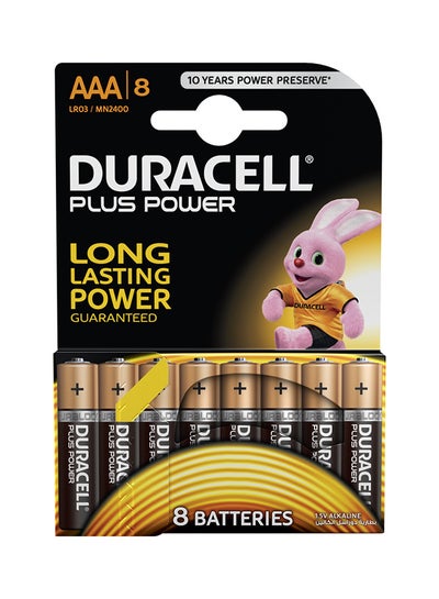 Buy Pack of 8 AAA Plus Power Household Batteries Black/Bronze in UAE