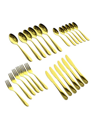 Buy 24-Piece Cutlery Set Gold in UAE