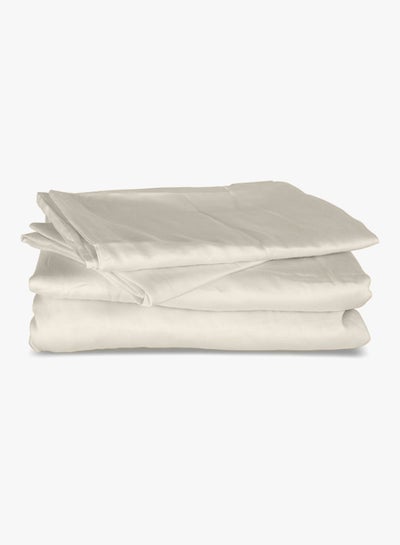 Buy Percale King Fitted Sheet Cotton Ivory 180x200cm in UAE