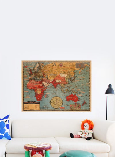 Buy World Map Poster Multicolour 50x30cm in UAE