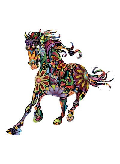 Buy Floral Running Horse Removable Wall Sticker Multicolour 60x90centimeter in UAE