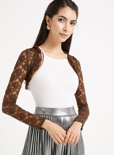 Buy Floral Design Bolero Vest Brown in UAE