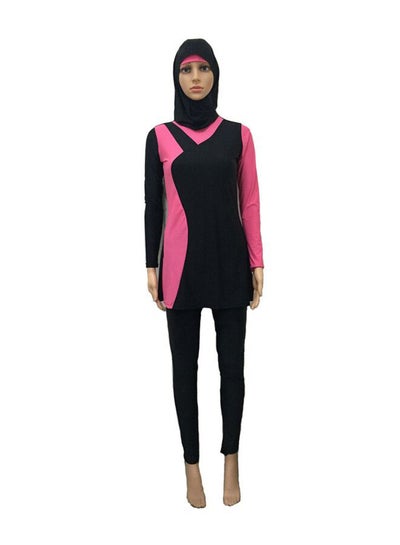 اشتري ملابس سباحة إسلامية بوركيني أسود/ وردي في السعودية