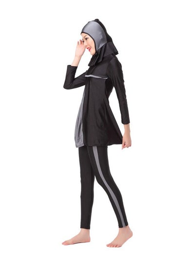 Buy Muslim Modest Burkinis Swimsuit Black/Grey in Saudi Arabia