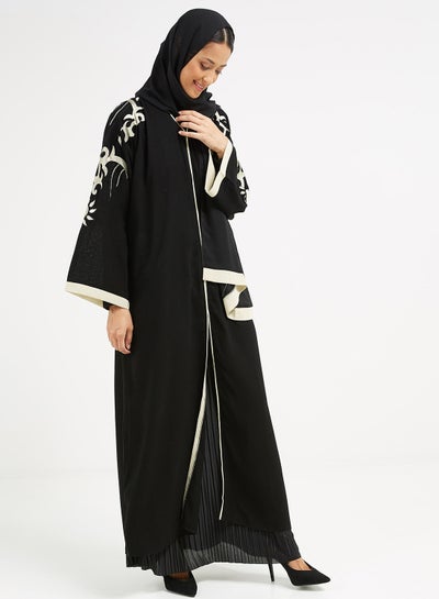 Buy Abaya With Embroidered Detail Black in UAE