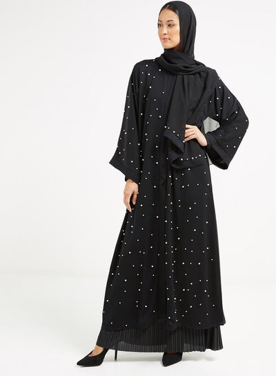 Buy Scattered Bead Detailing Abaya Black in UAE