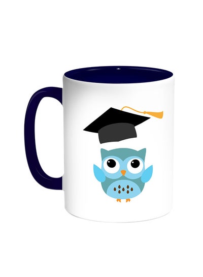 Buy Graduation - Owl Picture Printed Coffee Mug Blue/White in Egypt