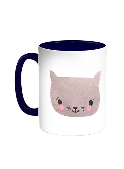 Buy Happy Cat Printed Coffee Mug Blue/White in Egypt