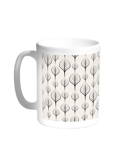 Buy Inscriptions Of Leaves Printed Coffee Mug White in Egypt