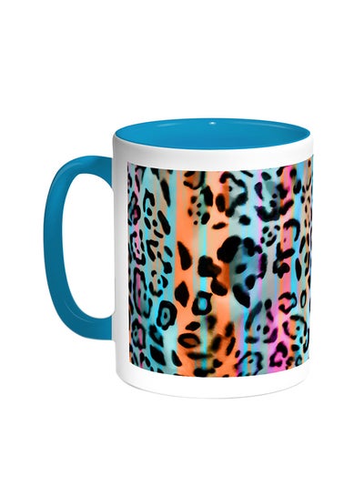 اشتري Leopard Skin Printed Coffee Mug Turquoise/White 11ounce في مصر