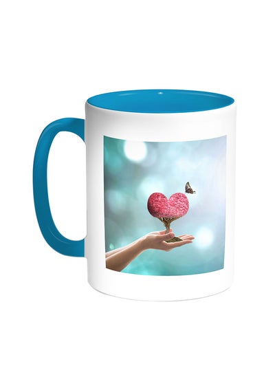 اشتري Romantic - Heart Printed Coffee Mug Turquoise/White 11 ounce في مصر