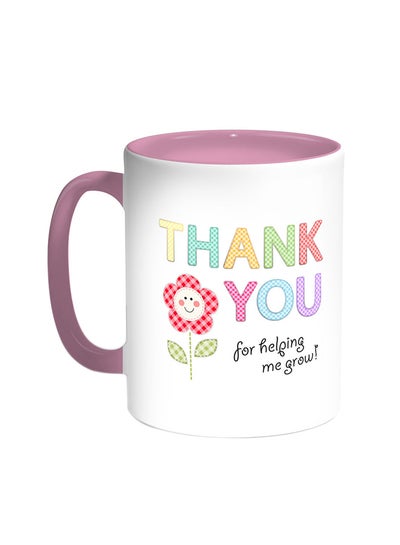 Buy Thank You For Helping Me Grow Printed Coffee Mug Pink/White in Saudi Arabia