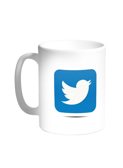 اشتري كوب قهوة مطبوع عليه شعار تويتر أبيض 11أوقية في السعودية