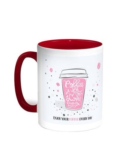 Buy A Cup Of Coffee Printed Coffee Mug Red/White in Saudi Arabia