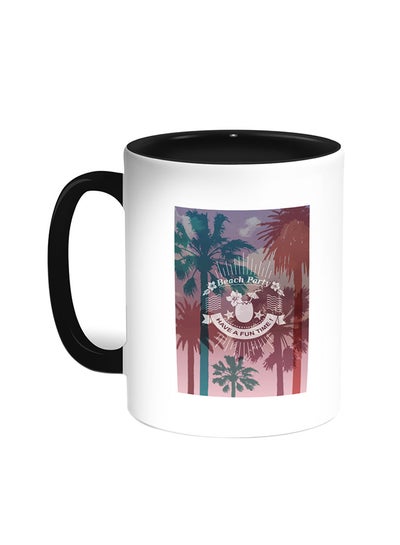 Buy Beach Party Printed Coffee Mug Black/White in Egypt