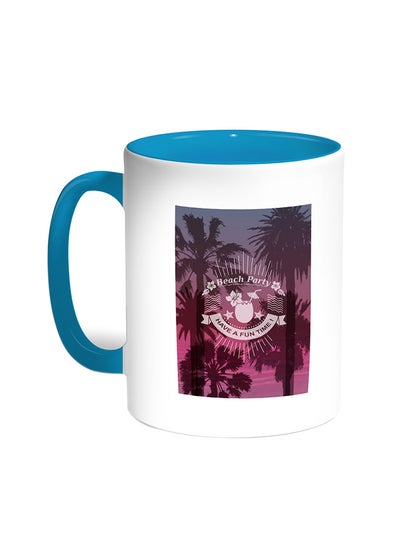 Buy Beach Party Printed Coffee Mug Turquoise/White in Egypt