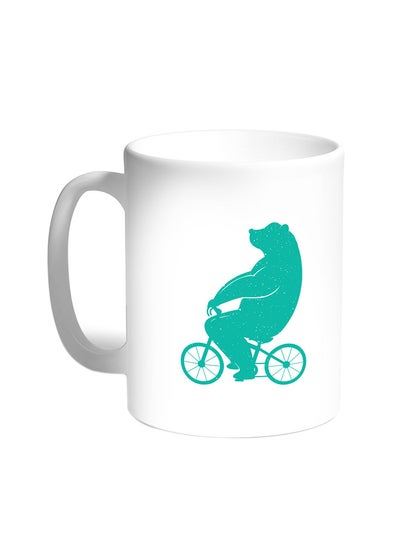 Buy Bear Driving A Bicycle Printed Coffee Mug White in Egypt