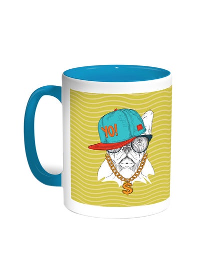 Buy Cartoon Drawing - Dog Printed Coffee Mug Turquoise/White in Egypt