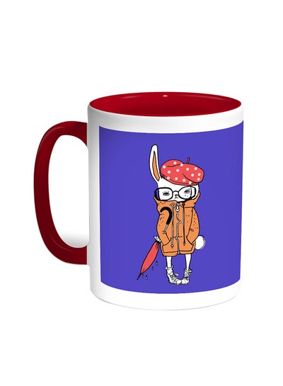 Buy Cartoon Drawing - Rabbit Printed Coffee Mug Red/White in Egypt