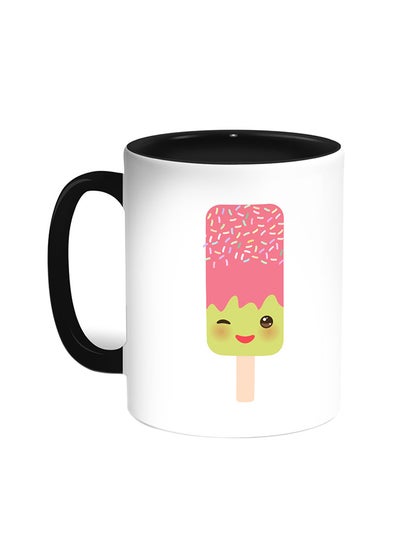 Buy Cartoon Graphics - Ice Cream Printed Coffee Mug Black/White in Egypt