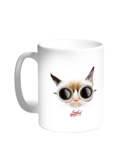 Buy Cat Shape Printed Coffee Mug White in Egypt