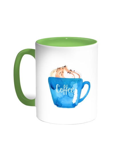 Buy Cup Of Coffee In A Foam Printed Mug Green/White in Saudi Arabia