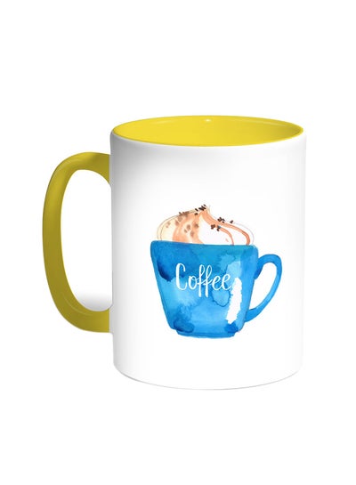 Buy Cup Of Coffee In A Foam Printed Mug Yellow/White in Saudi Arabia