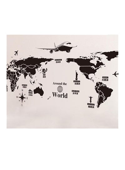 Buy Around The World Wall Sticker Black 90x60centimeter in UAE