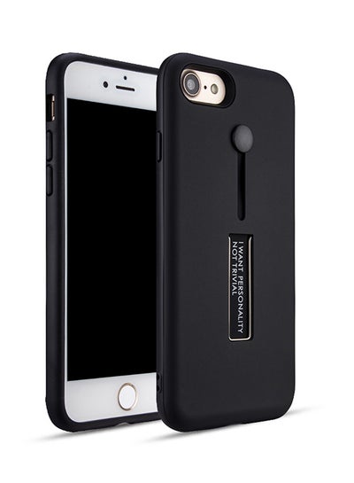 Buy Plastic Drop Resistant Snap Case Cover With Holder For Apple iPhone 8 Black in Saudi Arabia