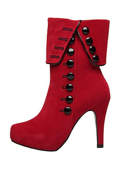 Buy Zippered Closure High Heels Boots Red in Saudi Arabia