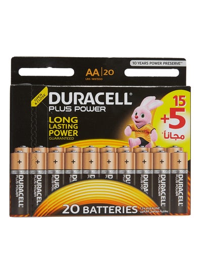 Buy 20-Piece Plus Power AA Battery Set Brown/Black in UAE