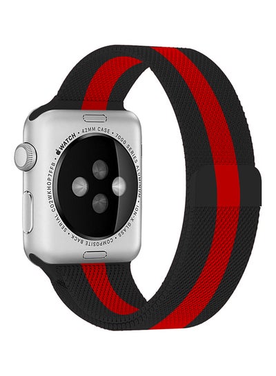 Buy Replacement Band For Apple Watch Series 5/4/3 Sport Edition-42mm and 44mm Black/Red in UAE