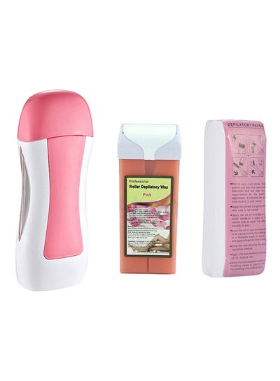 Buy Depilatory Wax Melting Machine And Paper Set White/Pink in Egypt