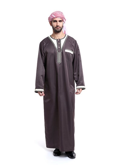 Buy Long Sleeves Arabi Kandora Dark Coffee in Saudi Arabia