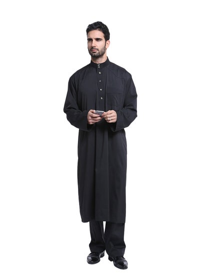 Buy Long Sleeves Arabi Kandora Black in Saudi Arabia