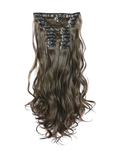 Buy 12 Piece Long Curly Hair Extensions Brown 60cm in UAE