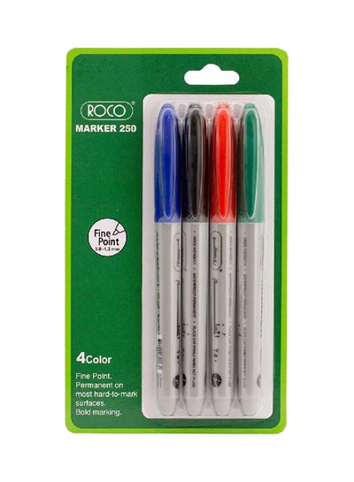 Buy 4-Piece 250 Fine Point Permanent Marker Multicolour in Saudi Arabia