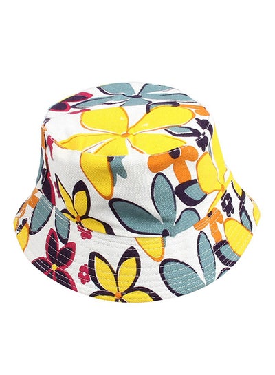 Buy Floral Printed Summer Hat White/Yellow/Red in Saudi Arabia