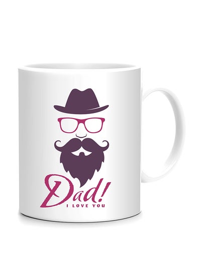Buy Dad I Love You Printed Mug White/Purple 10centimeter in UAE