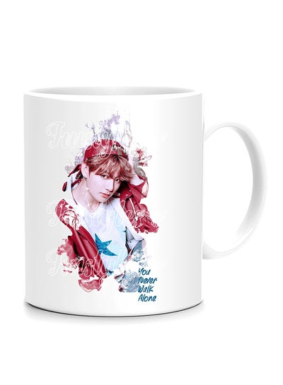Buy BTS You Never Walk Alone Printed Mug White/Red/Blue 10cm in Egypt