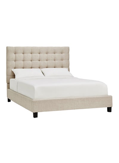 اشتري Briella Button Tufted Bed Without Mattress Beige Queen في الامارات