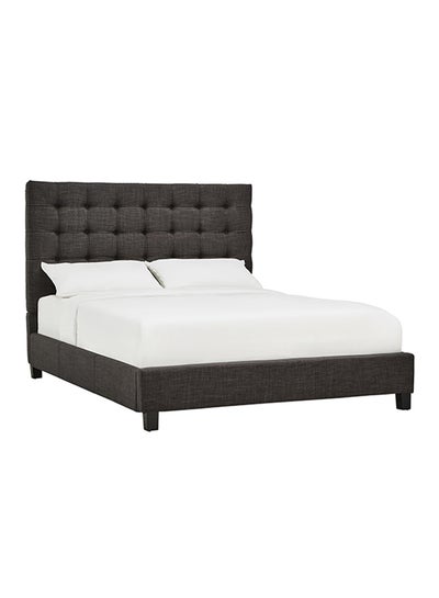 Buy Briella Button Tufted Bed With Mattress Dark Grey/White Super King in UAE