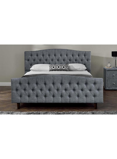 Buy Chesterfield Bed Frame With Mattress Light Grey/White Queen in UAE