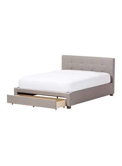 Buy Contemporary Platform Storage Bed With Mattress Grey/White Queen in UAE